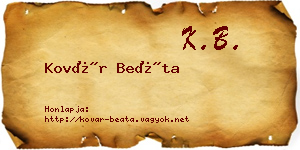 Kovár Beáta névjegykártya