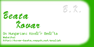 beata kovar business card
